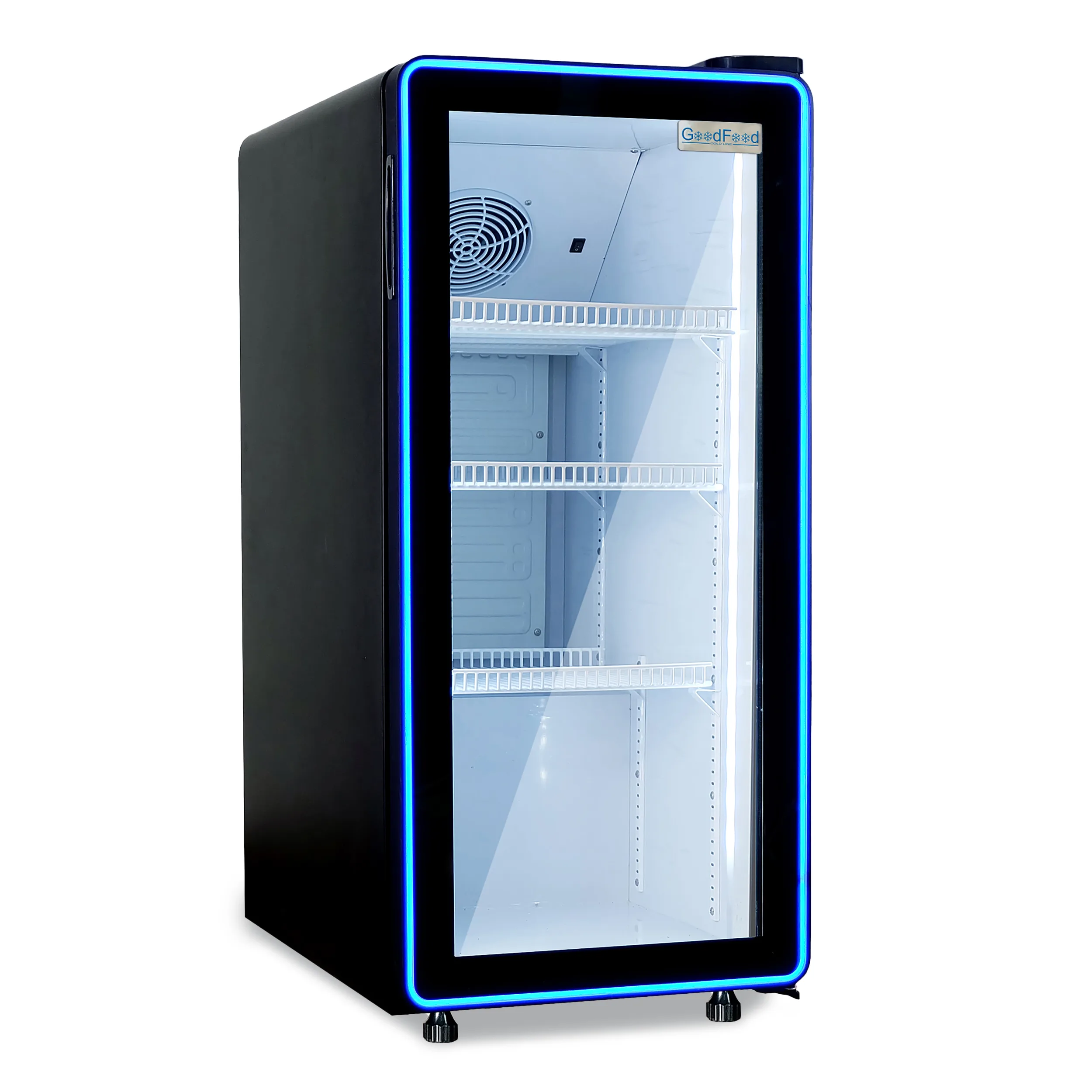 GoodFood Шкаф холодильный для напитков BC170NBW2LEDBLUE чёрный-белый